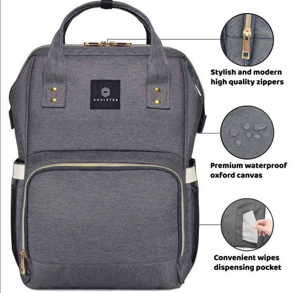 Soulsten Diaper Bag Backpack in Gray - Picture 11 of 14